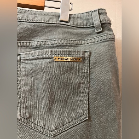 ⚫️ BOGO Michael Kors green denim pants golden accents size 10 women’s - Picture 5 of 9